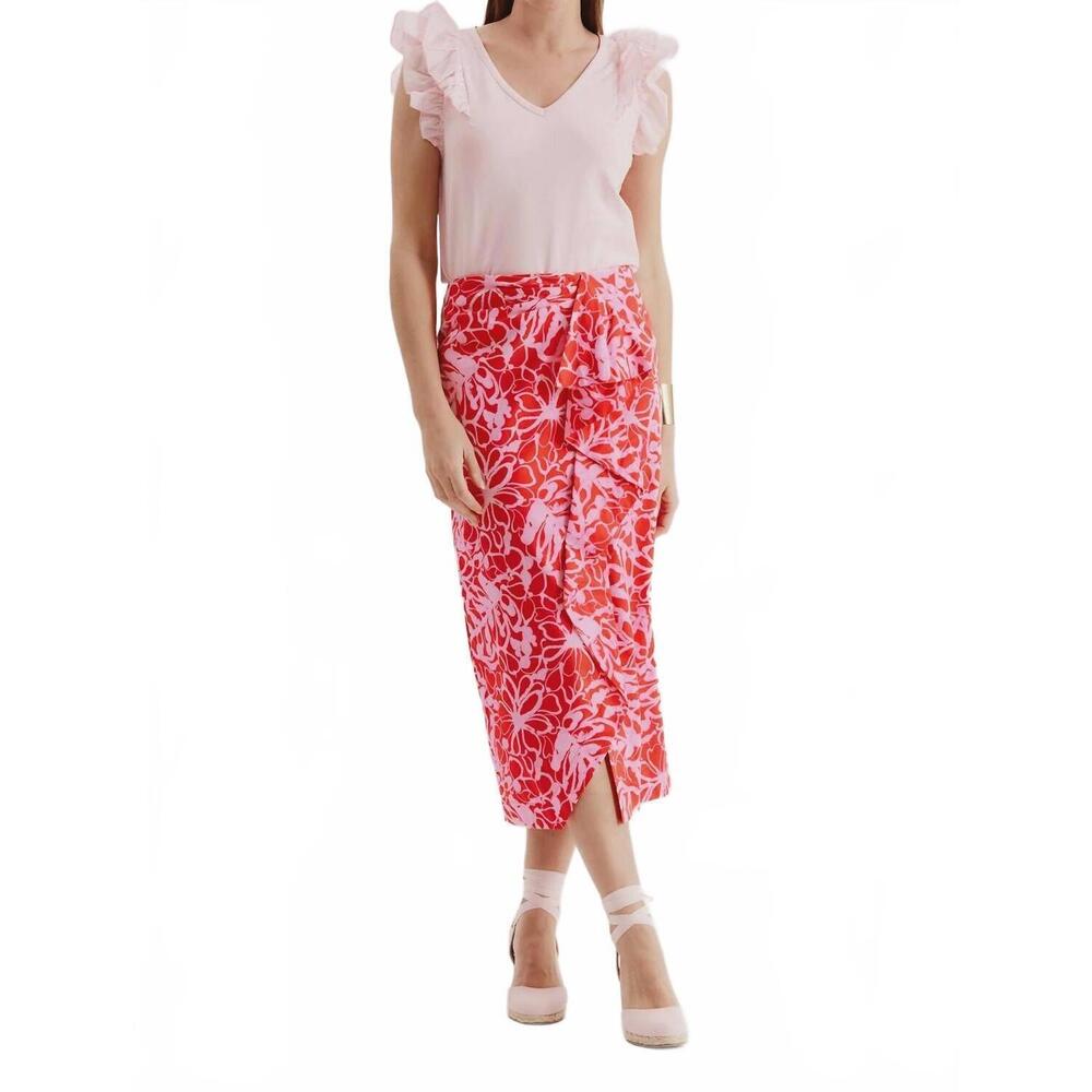 NEW TYLER BOE josephine wrap skirt in etched primrose